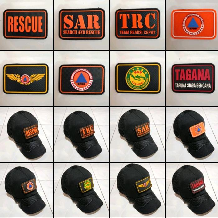topi BPBD tactical premium free patch rubbet logo bpbd trc sar rescue motif ciwak katun kombinasi