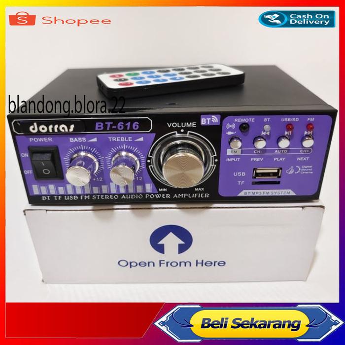 Ampli DORRAS BT-616 Power Amplifier AC DC Bluetooth USB FM SD Mp3 | DORRAS Amplifier Mini Bluetooth 