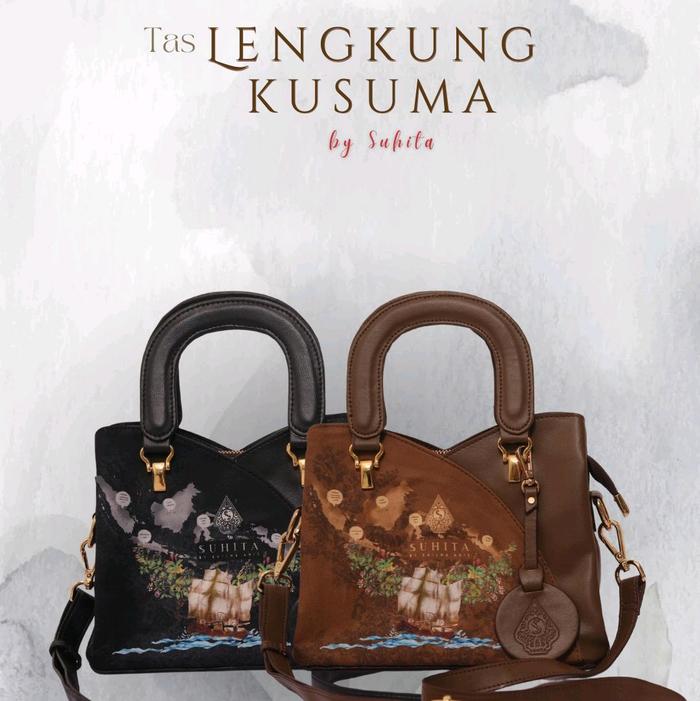Handbag Lengkung Kusuma by Suhita/tas jinjing Hitam