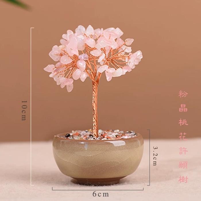 Pohon hoki chip crystal rose Quartz amethyst dan citrine