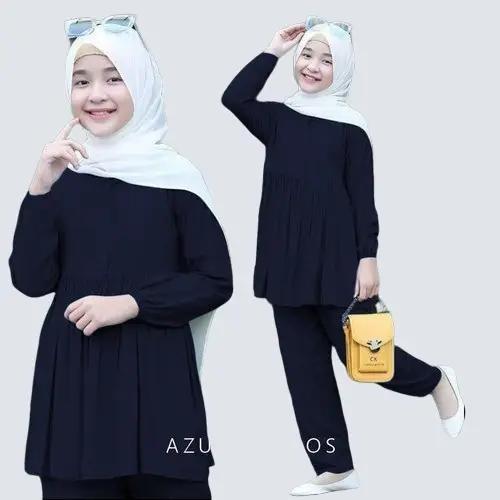 stelan anak perempuan terbaru AZUMA set bahan crinkle airflow premium adeum tebal tidak menerawang s