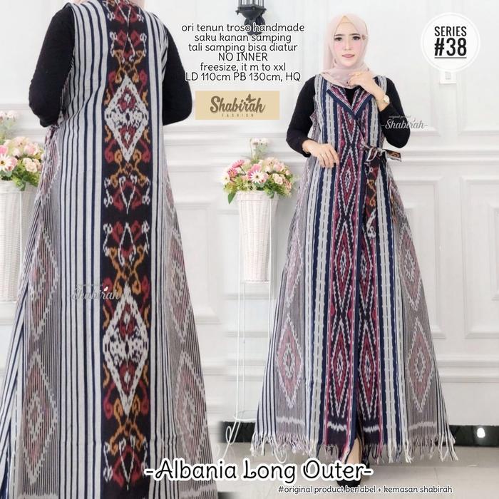 ALBANIA Long Outer Etnic Tenun Troso  ORI SHABIRAH CARDIGAN OUTER ROANA RUFFLE OUTER MAEZULA Muslim 