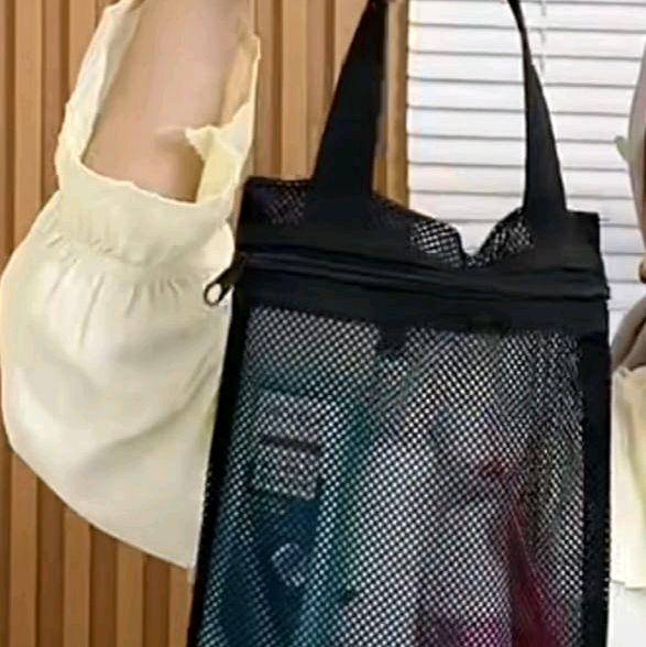 ( Tas totebag mini ) Tempat Makeup Skincare Tas Bedak Bayi Totebag Mini dengan Desain Mesh dan Kapas