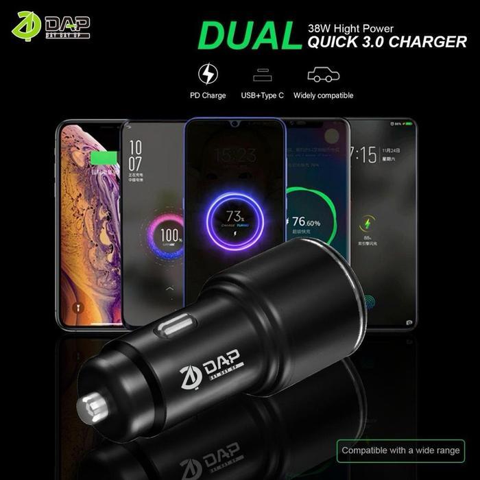 Car Charger DAP D-CCP5 , 18w Type-C Pd+Usb Quick Charge 3.0