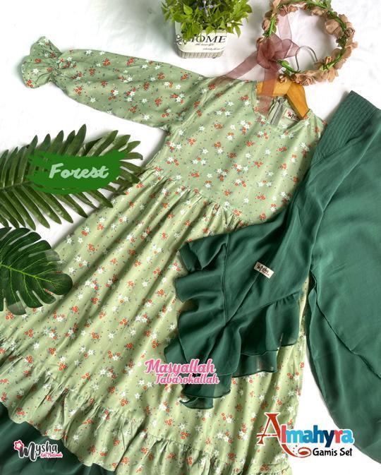 TERBARU Gamis Anak Set Hijab Almahyra series untuk usia 1-8 thn By Mysha Kids muslimah (Satu set den