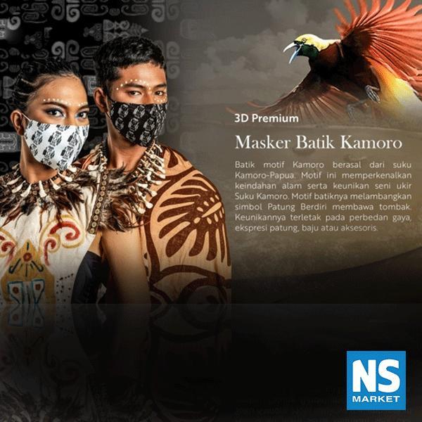 MASKER Sritex Batik 3 ply Dewasa Anti Microba Batik Kamoro - 1pc Hitam