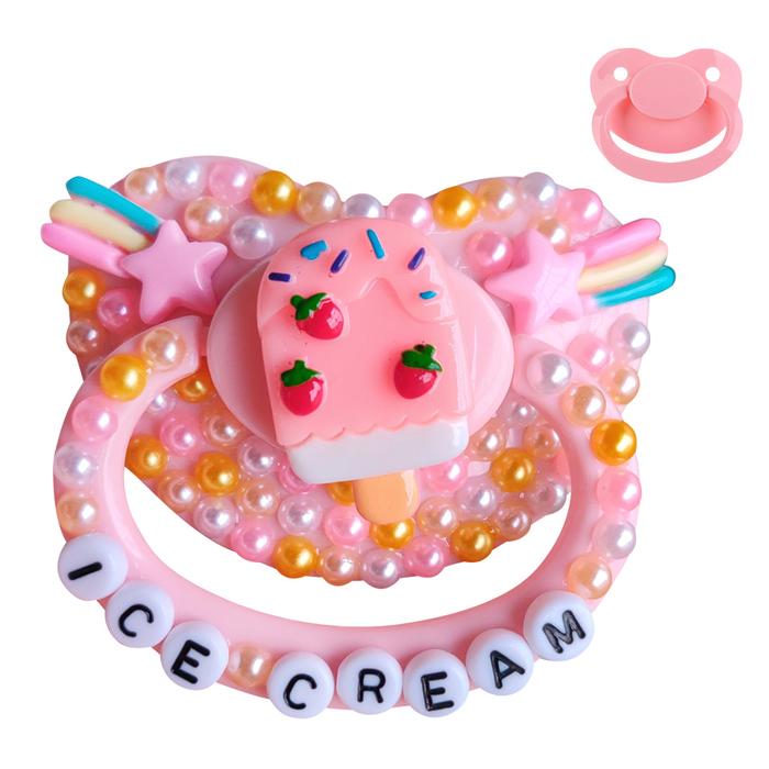 100% Handmake Cute Pink Ice cream Pattern Adult Baby Pacifier Silicone Adult size Pacifier abdl Dadd