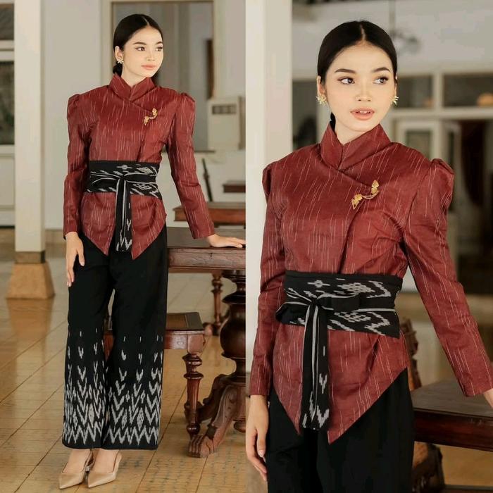 One Set Batik | Setelan Baju Batik Tenun | Setelan Teracota | Setcel Teracota | Kebaya Teracota | Se