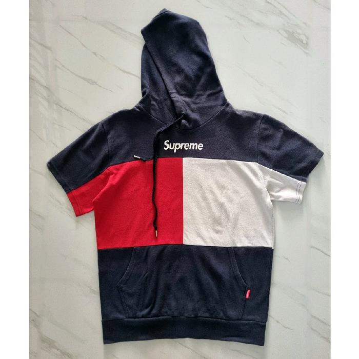 Hoodie Supreme Original - Atasan Hoodie Pria/Wanita - Hoodie Navy Merah - Preloved