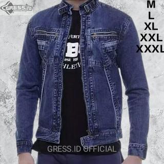 JAKET JEANS PRIA RESLETING OR ZIPPER DENIM FOR MEN KEREN BAHAN DENIM TEBAL 12 ONS GRESS.ID