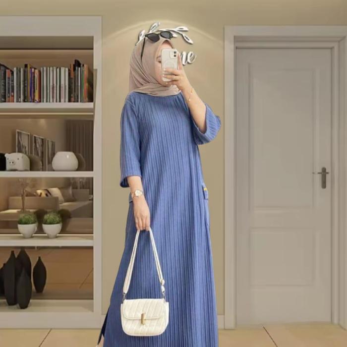 DIENA MIDI DRESS BAHAN KNIL LD 110 PB 125