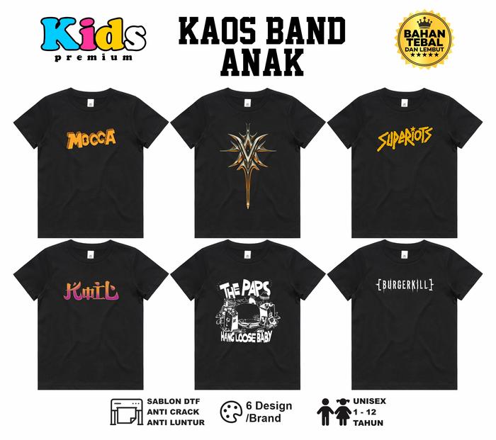 Kaos Band Anak Indie Band Indonesia Baju Anak Kids Premium Original Distro Bahan Cotton Combed 30s B