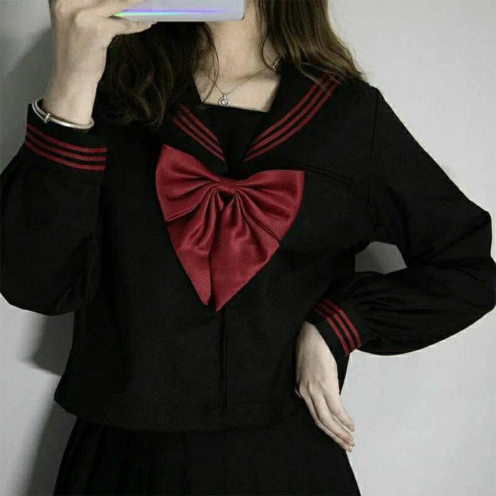 Atasan Seifuku Seragam Jepang Katun Lengan Panjang/Pendek (M045) Terlaris