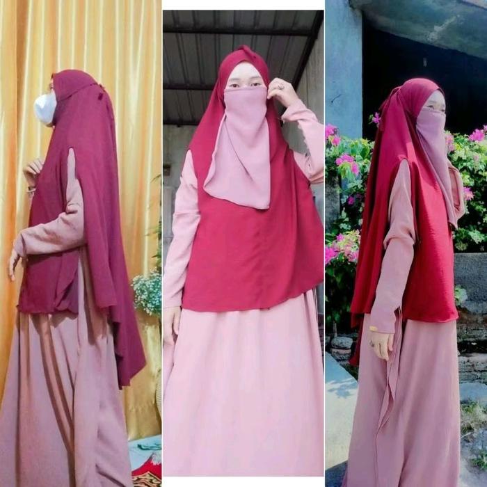 hijab bolong lengan khimar lubang tangan wolfis grade A premium syar'i
