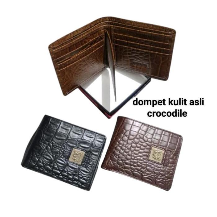 Dompet Kulit Asli Pendek Standart Crocodile Pria - Dompet Kulit Asli Crocodile dengan Pilihan Warna 