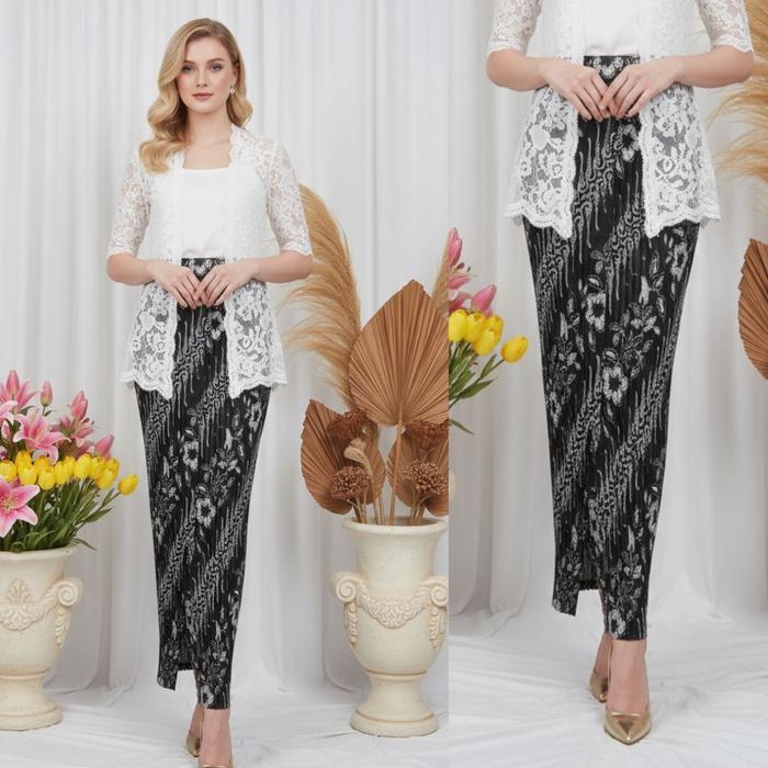 Plisket Wiron Batik Span Wanita/Bawahan Plisket Wiron Kerasakti SIlver Aneka Pilihan Warna