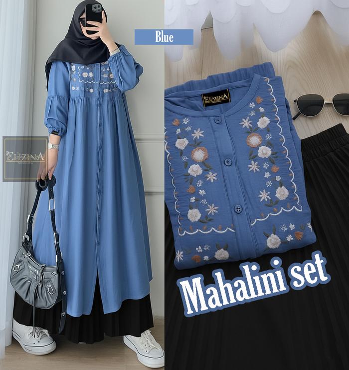 Gamis set Melayu // Long tunik Malaysia // MAHALINI SET ROK PLISKET