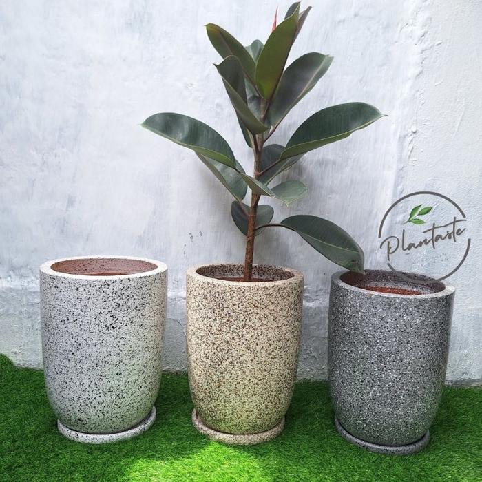 READY Pot Gerabah Premium Kapsy 30 Motif Bercak| D30 T40 | Pot Gerabah Terracota | Plantaste | Dalam