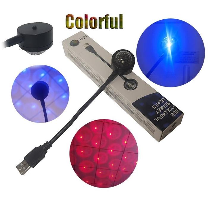 Lampu Mini LED Proyektor Interior Mobil RGB USB Plug 5V - M9 - 7RLLCRBK Black