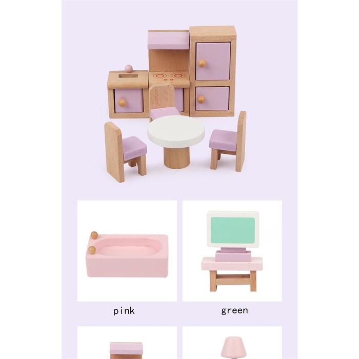 Rumah Boneka Miniatur Furniture Rumah Boneka Kayu Furniture Set untuk