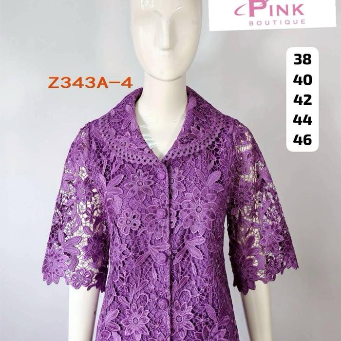 Atasan wanita PINK BOUTIQUE bahan Full Brokat kancing depan lapis puring terbaru