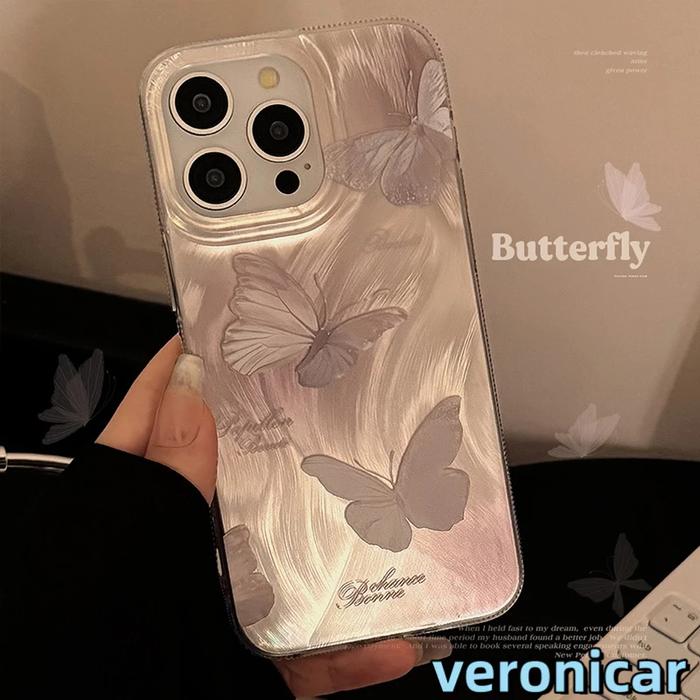 Case iphone Ponsel Merah Muda Ins Casing Keras Gaya Peri Camlet Kupu-kupu Cocok untuk iPhone 11 13 7