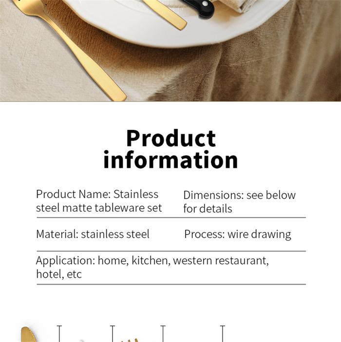 6Pcs Gold Cutlery Set Stainless Steel Steak Knife Flatware Set Knife