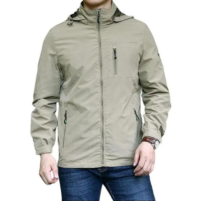 Jaket Outdoor Pria Waterproof Ukuran Besar - Casual, Parka Distro Cowok Tebal Hitam Bomber Panjang B