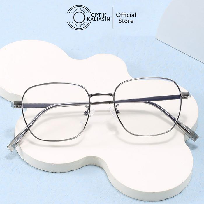 OPTIK KALIASIN - Frame kacamata pria wanita kotak persegi besi tipis 85005