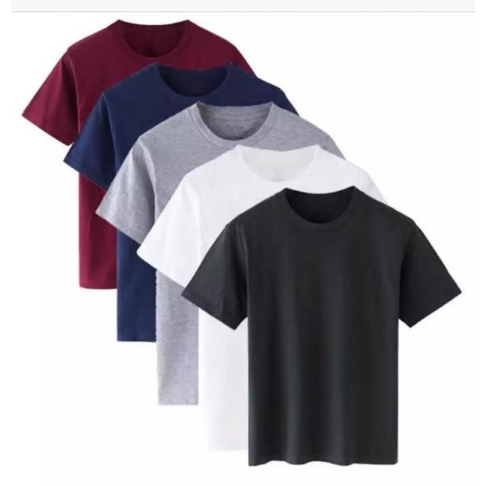 Liso wear - |1Paket 5pcs 100rb | Baju kaos kerah bulat polos pria wanita lengan pendek kasual