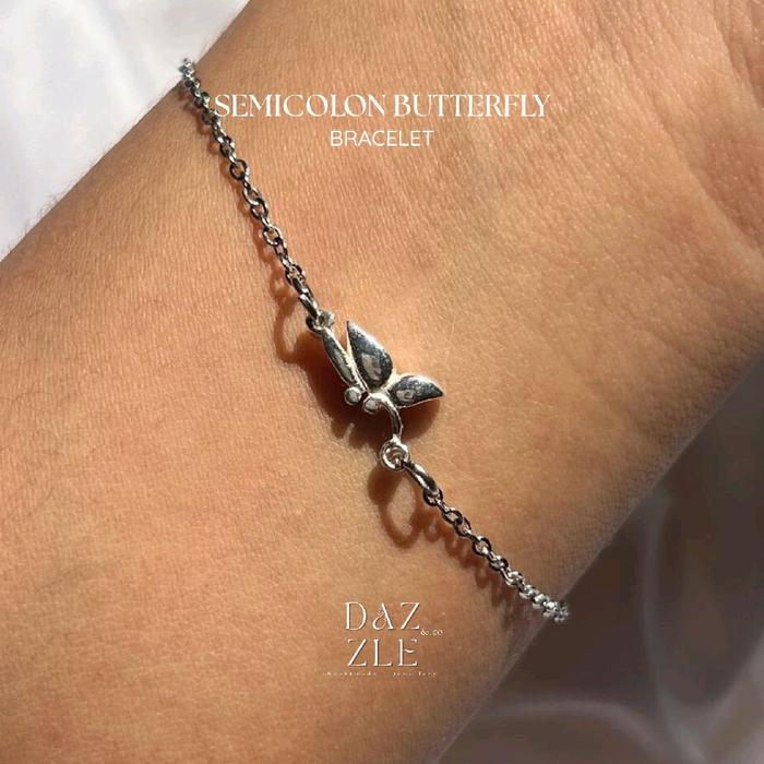 Butterfly Semicolon Bracelet Gelang Titanium DAZZLENCO Aksesoris Perhiasan Wanita Rantai