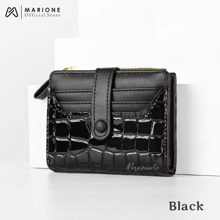 MARIONE - Dompet lipat Wanita SILVANIA Croco leather glossy slot kartu dan slot koin - SILVANIA