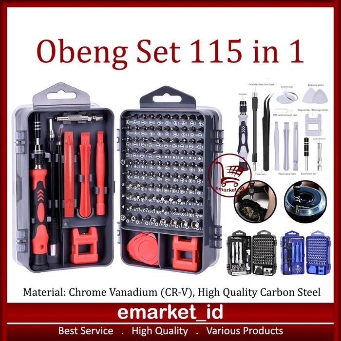 Obeng Set 115 in 1 / Multifungsi Alat Bongkar Hp Smartphone Laptop PC / Reparasi Precision Tools