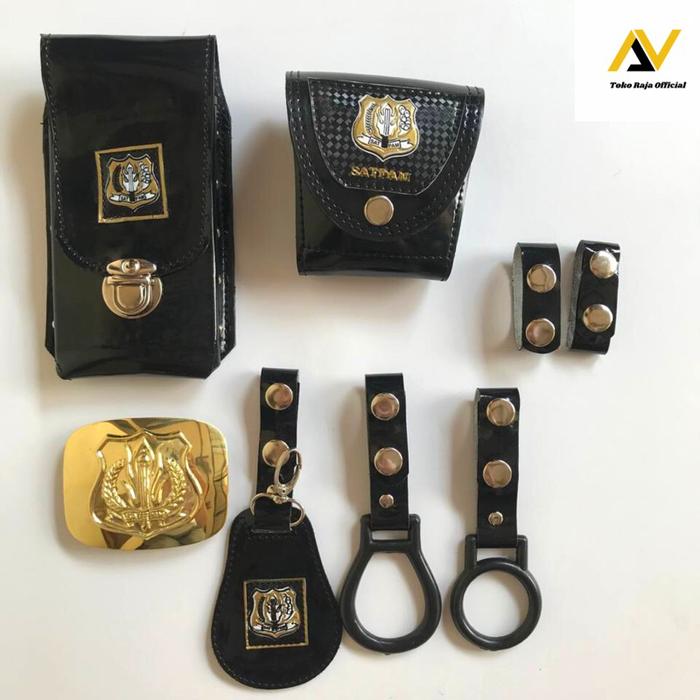 Sabuk Kopel SATPAM FullSet LENGKAP SATU SET Borgol, SR HP, dan Tongkat Pentungan