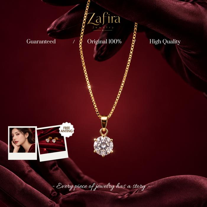 ZAFIRA - SPESIAL LIVE QAALEY GRATIS ANTING Kalung Permata Perhiasan Aksesoris Titanium Wanita Anti K