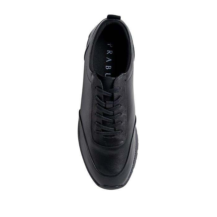 Prabu - Panji All Black Sepatu Kulit Sneakers Pria Hitam