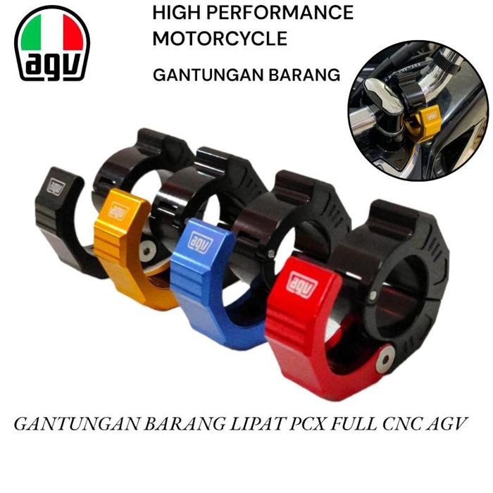 Gantungan Barang Motor Jepit Stang Model Lipat Full CNC AGV ORIGINAL