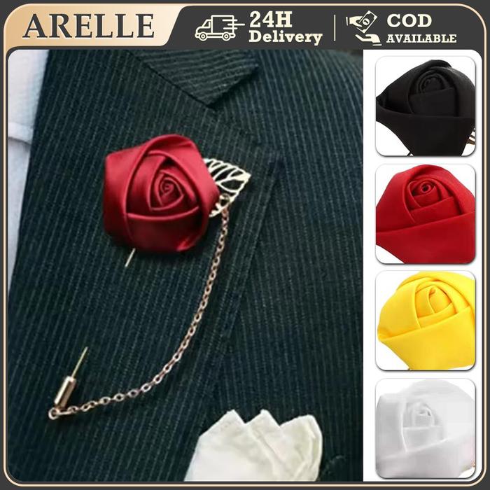 Pin Bunga Lapel Kombinasi Rantai / Pin Jas Bunga Mawar Lantai Lapel Pin Bros / Bros Jas Premium Bung