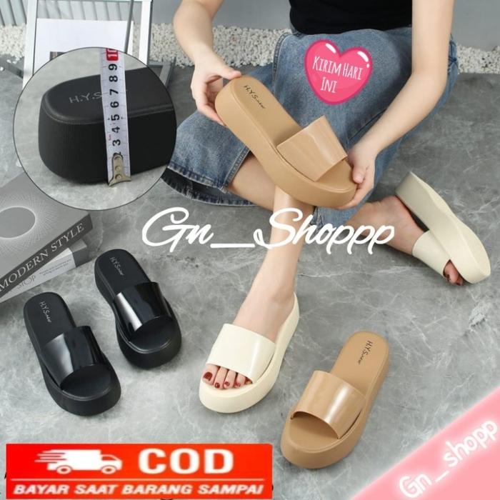 Sandal Wanita WEDGES GLOSY BOHO Terbaru H.Y.S 1758 BOHO Karet Jelly