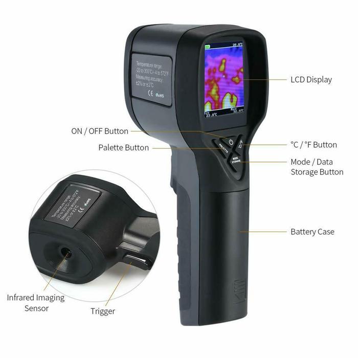 2.0 Color Display HT-175 IR 1024 Pixels Handheld Thermal Imaging