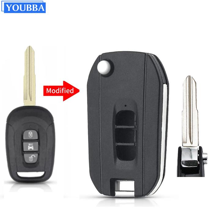 YOUBBA Uncut Flip Folding Remote Key Shell Case 3 Buttons For Chevrolet Captiva 2006-2009 Uncut Blad