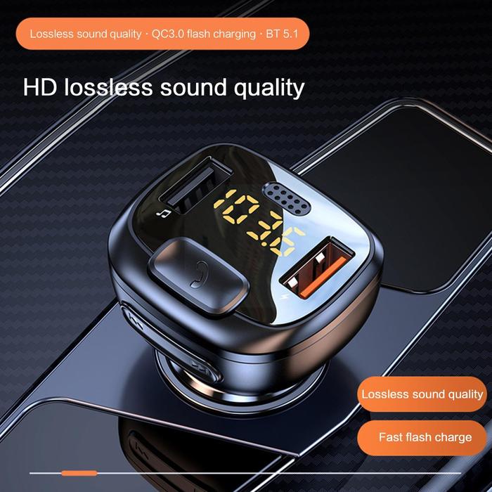 Handsfree FM Transmitter Wireless Car Bluetooth 5.1 FM Audio USB