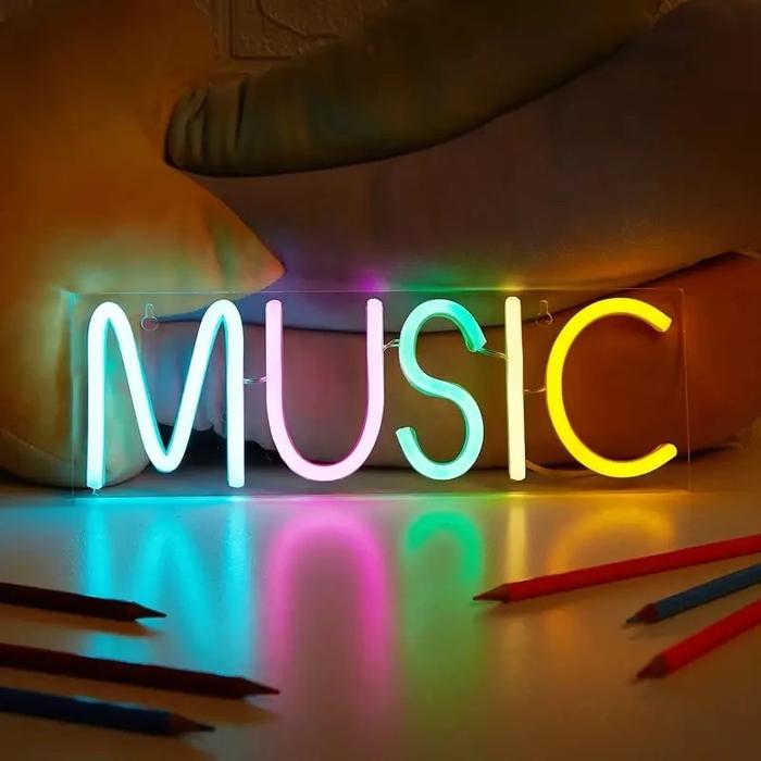 Tanda Neon musik langsung, lampu LED huruf Neon, untuk Bar bir,