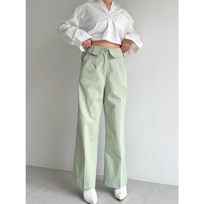 New Peach Poppy REI Fold Pants Katun Premium - Celana Panjang Wanita Premium