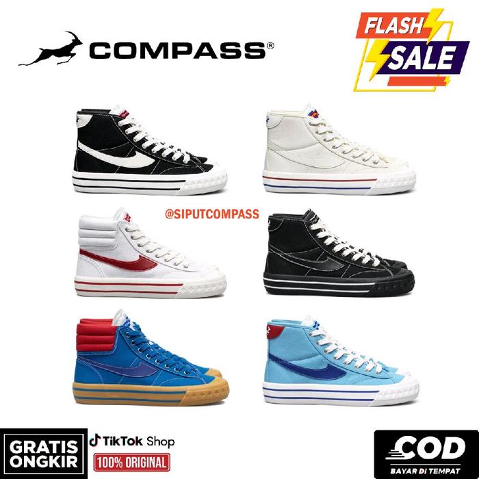 [ORIGINAL] Sepatu Compass Retrograde DECON High Cream / Black White / Double Black / White Red / Bab