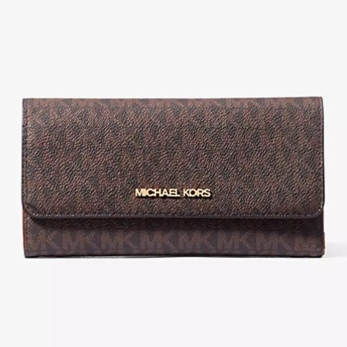 COSEY Michael Kors Jet Set Large Logo Trifold Wallet Brown -