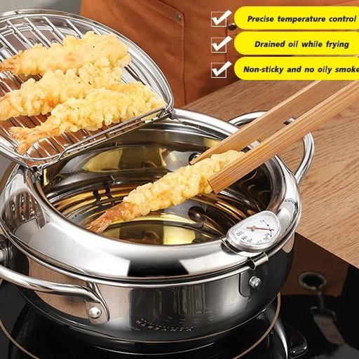 Japanese Tempura Frying Pan Stainless Steel Frying Pan Induction