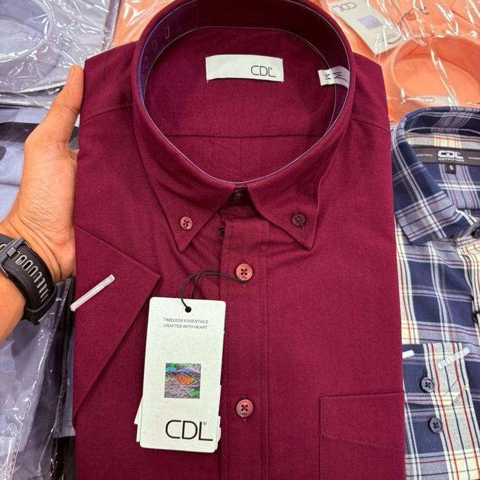 Kemeja cardinal cdl formal lengan pendek warna maroon