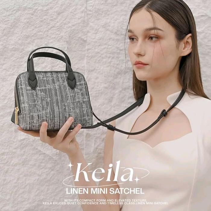 Les Catino Tas Keila Linen Mini Satchel Sling Bag Tas Wanita