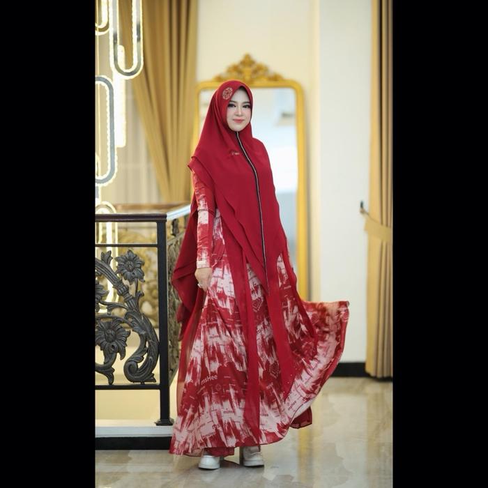 MShee Maya Series Set Khimar Silk Printing Gamis Syar’i Premium